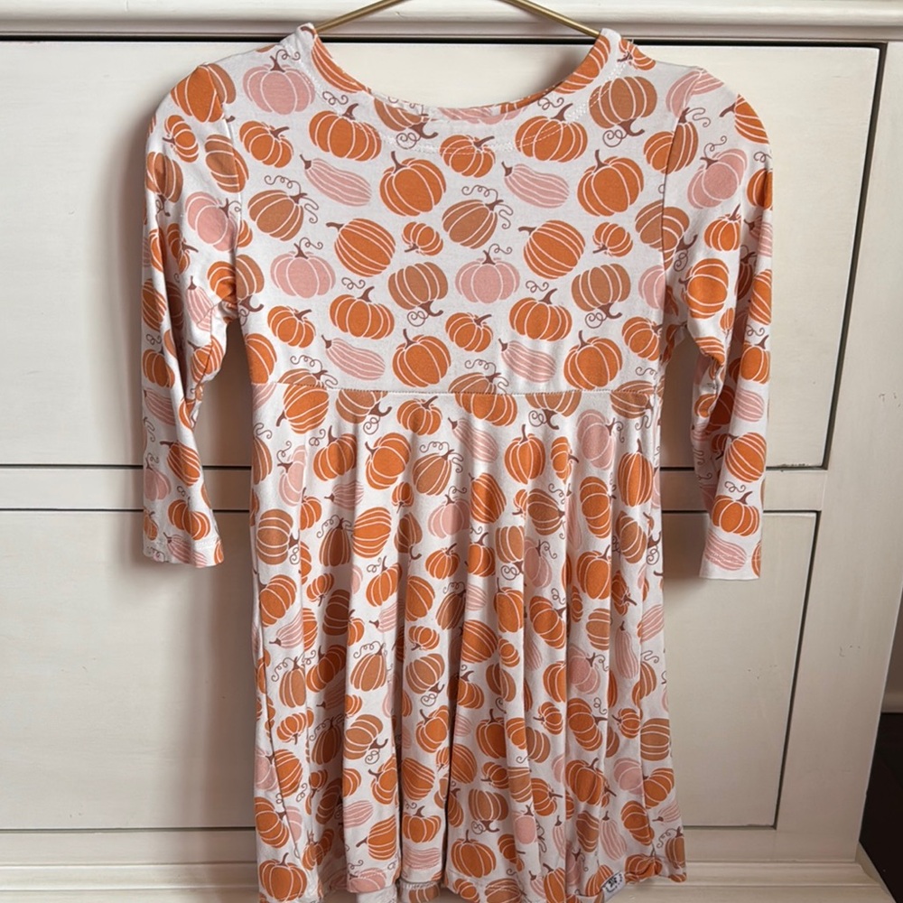 Pumpkin Print Kids Dress